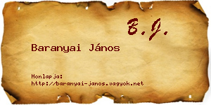 Baranyai János névjegykártya